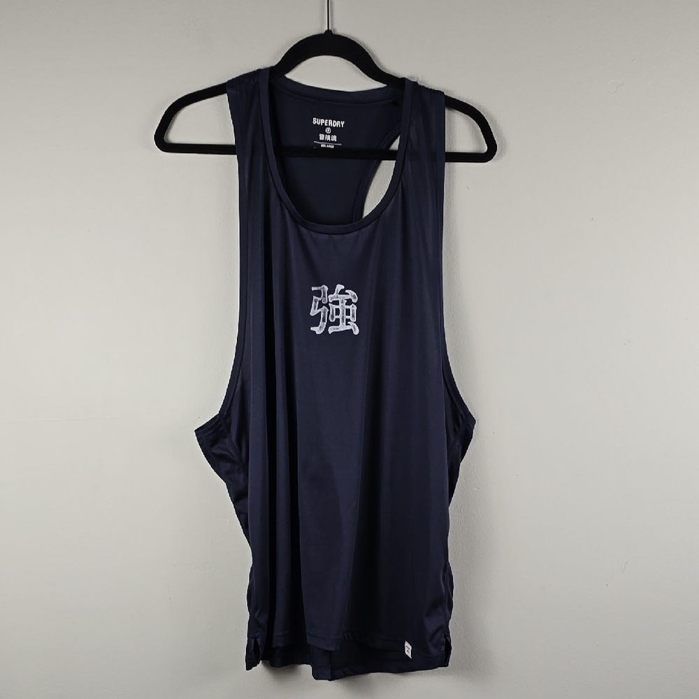 Superdry Japanese emblem Navy racerback Tank Top